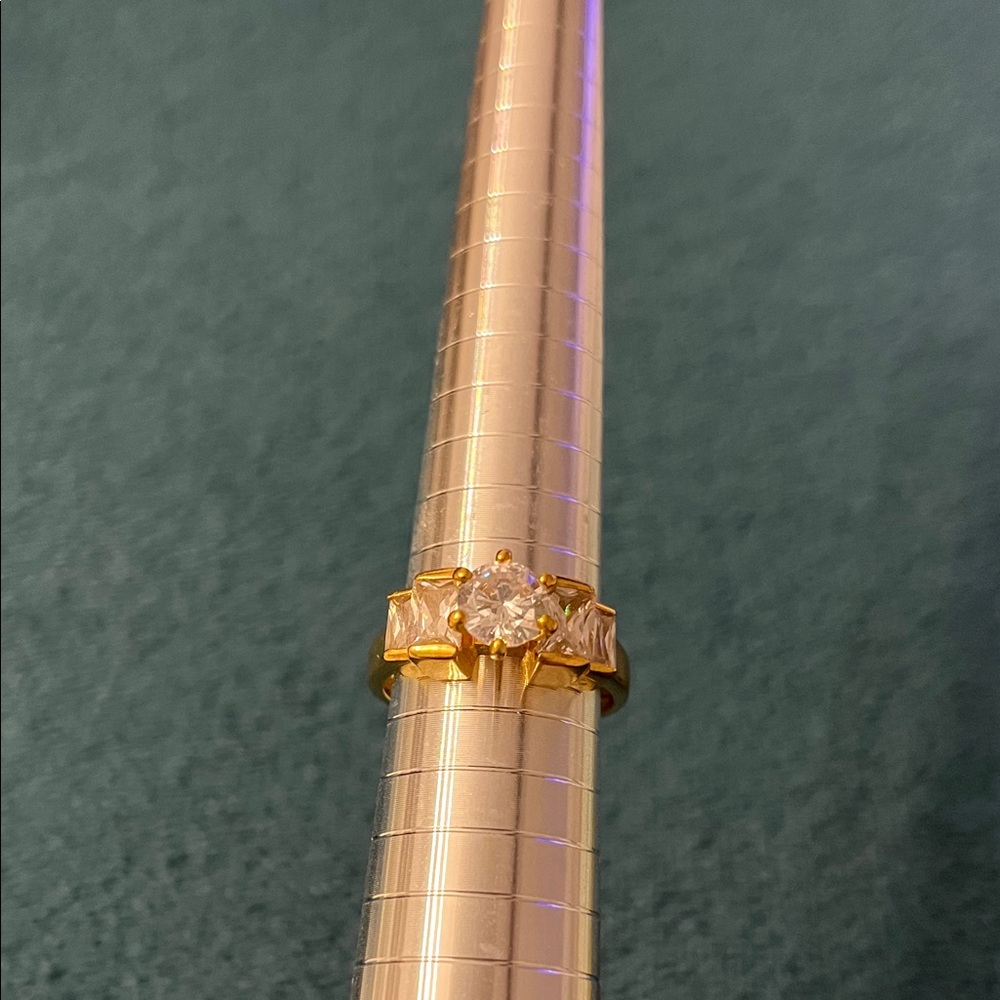 Elegant Gold Tone and CZ Ring